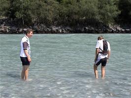 Michael and Luke in the Rhine near Fläsch